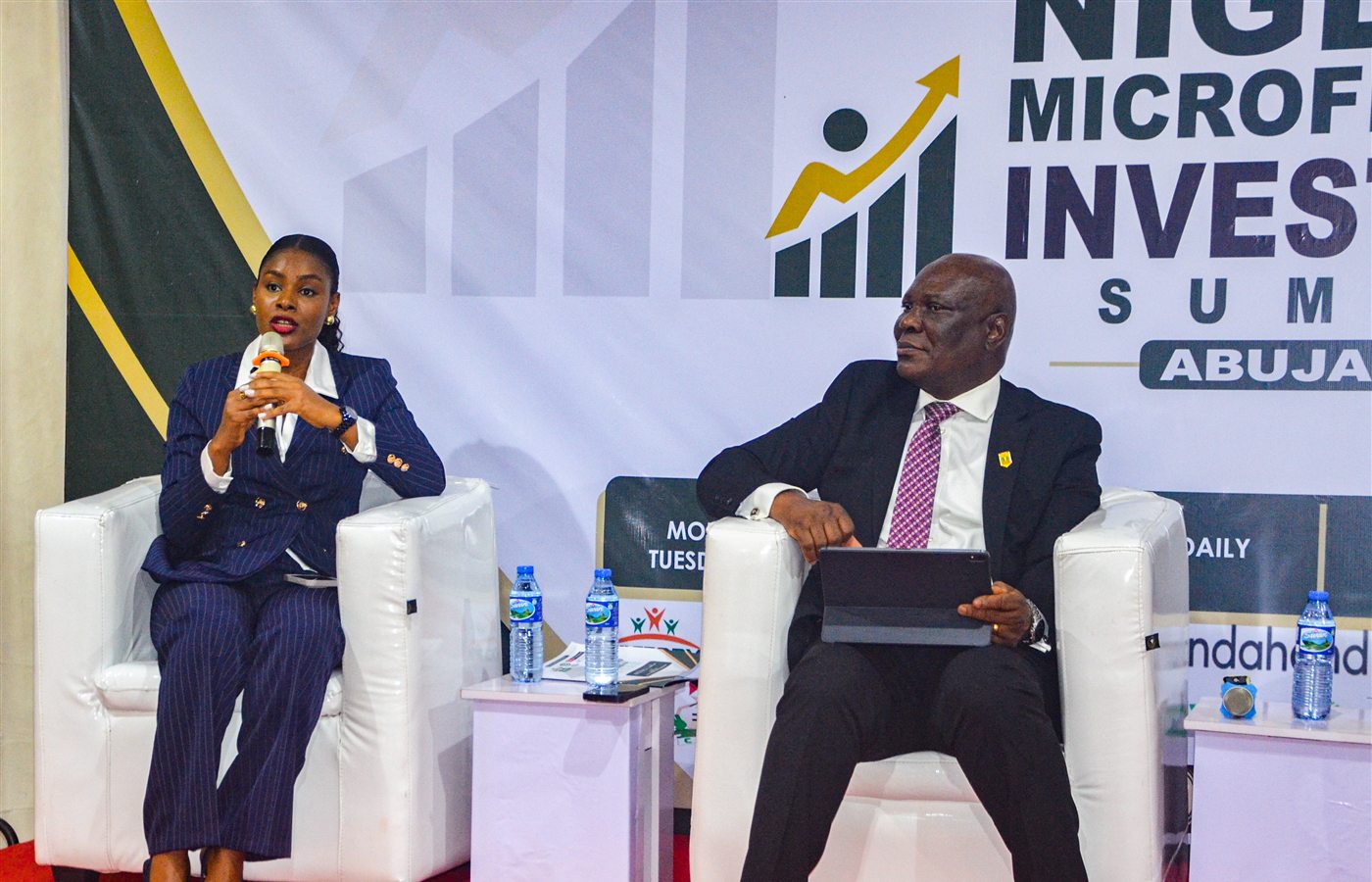 Ebere Lisa speaking on a panel at the Nigeria Microfinance Investors' Summit, Abuja 2026